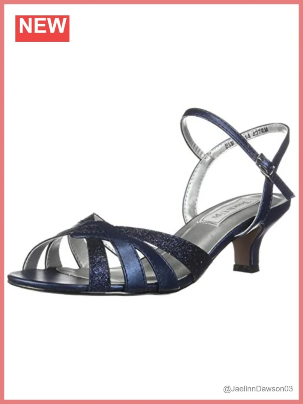 Faux Leather Slingback Open Toe Glitter Rhinestone Stacked Heel Sandals